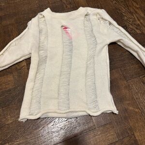 Edikted cream long sleeve ripped sweater xs